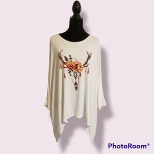 CAROL CHRISTAIN Western Floral Skull print  Tunic Top